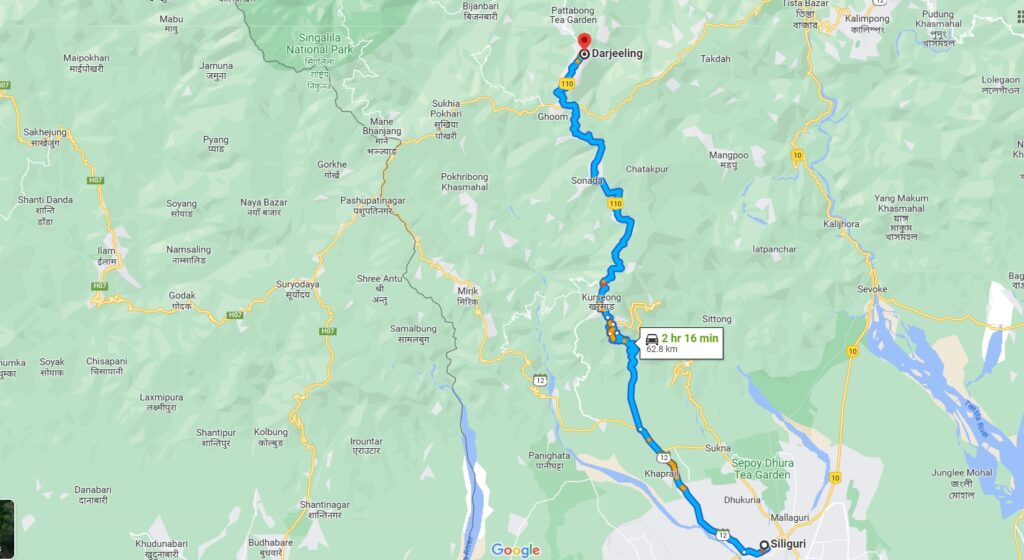 Distance from siliguri